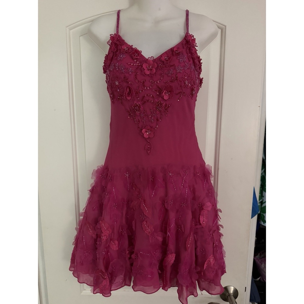 Sue Wong Nocturne vintage silk beaded fringe cocktail dress